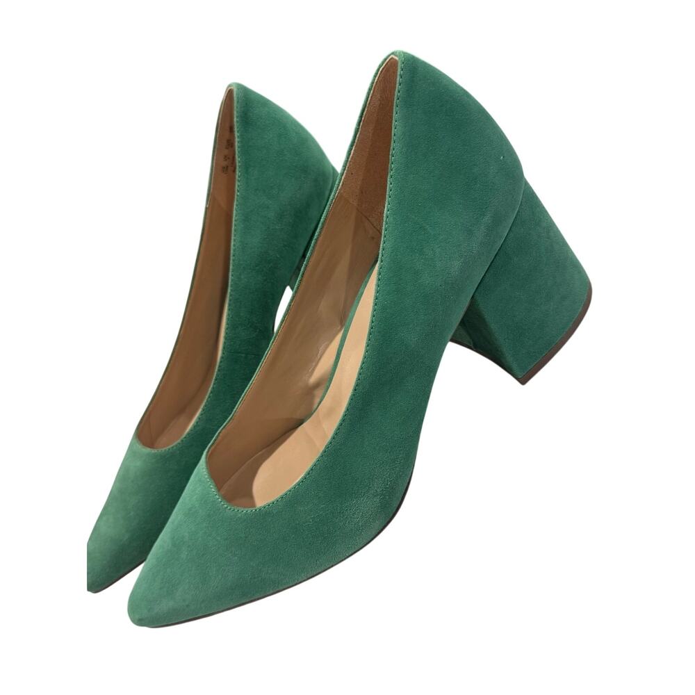27 Edit Naturalizer Licia Green Suede Pointed Toe Block Heel Pumps Size 10W